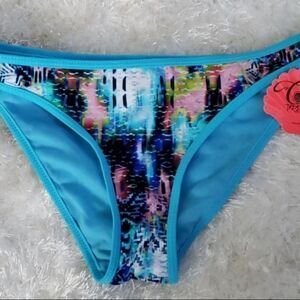 CORAL TROPICS blue multi color bikini bottom